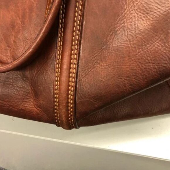 THE BRIDGE Italian Leather Large Buckle Travel bag Brown with Gold Hardware - Picture 8 of 14
